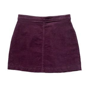 Maroon Corduroy High Waist Mini Skirt Size 8 Medium